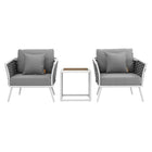 Modway Stance 3 Piece Outdoor Patio Aluminum Sectional Sofa Set