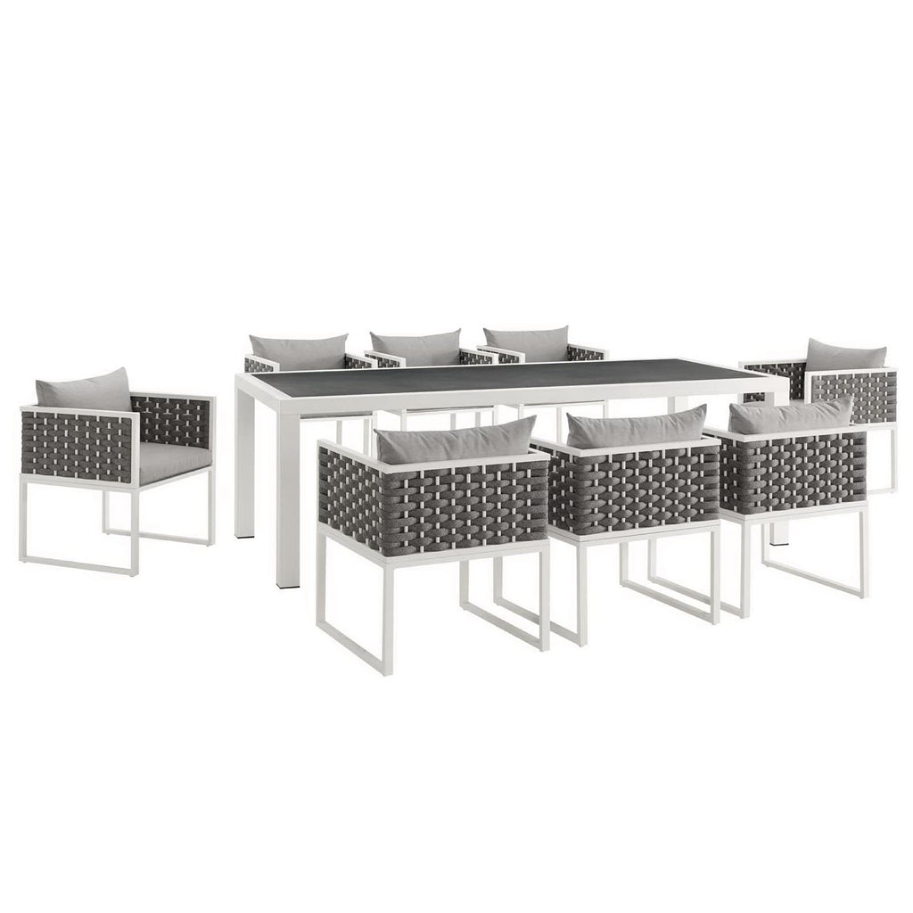 Modway Stance 9 Piece Outdoor Patio Aluminum Dining Set  