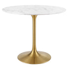 Modway Lippa 36" Round Faux Marble Dining Table  