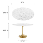 Modway Lippa 48" Oval Faux Marble Dining Table
