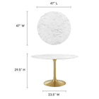 Modway Lippa 48" Round Faux Marble Dining Table