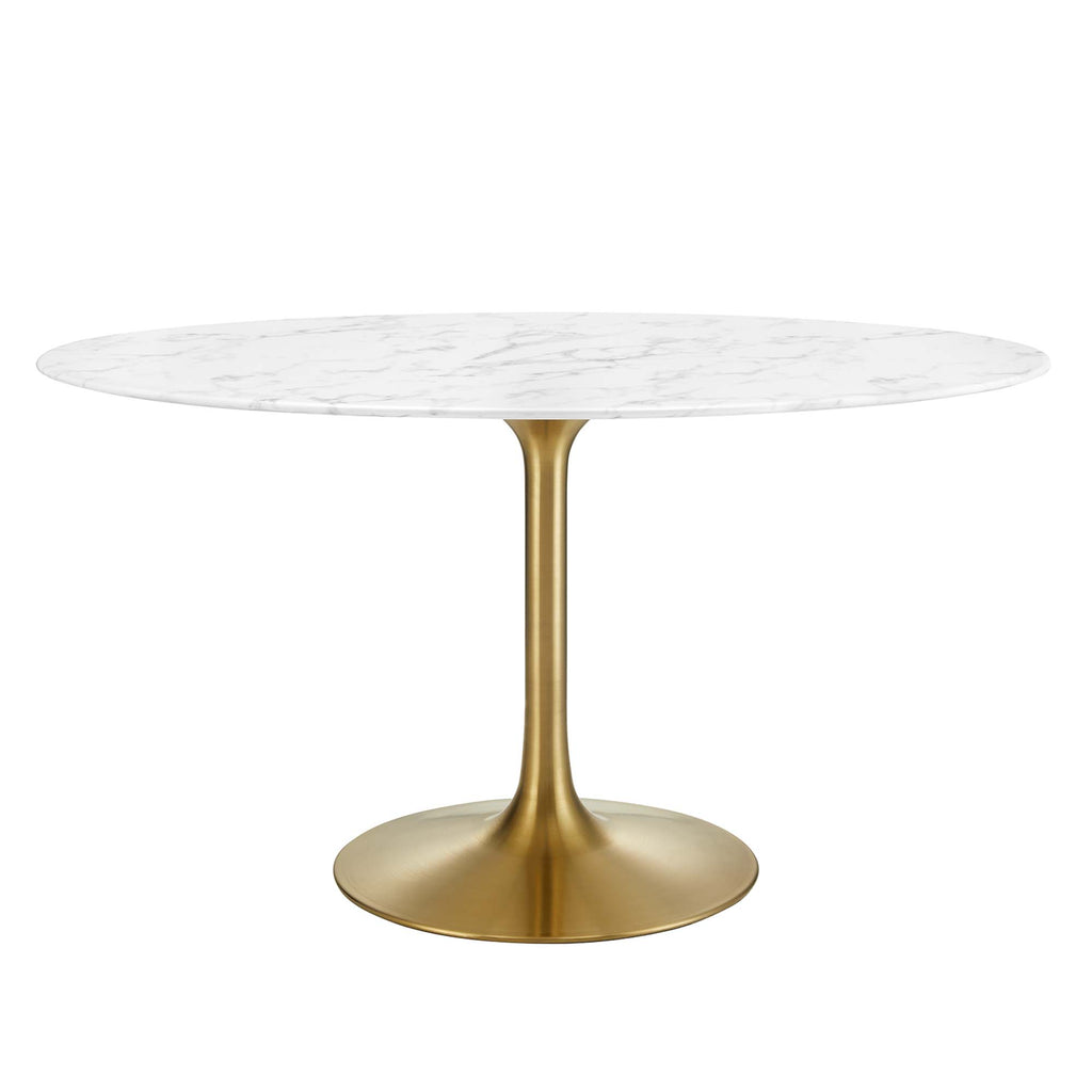 Modway Lippa 54" Oval Faux Marble Dining Table  