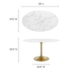 Modway Lippa 54" Oval Faux Marble Dining Table