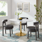 Modway Lippa 54" Oval Faux Marble Dining Table