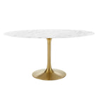 Modway Lippa 60" Oval Faux Marble Dining Table  