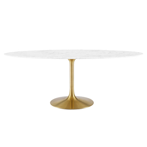 Modway Lippa 78" Oval Faux Marble Dining Table  