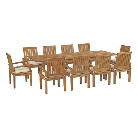 Modway Marina 11 Piece Outdoor Patio Teak Dining Set EEI-3283