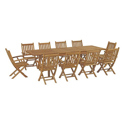 Modway Marina 11 Piece Outdoor Patio Teak Dining Set EEI-3285