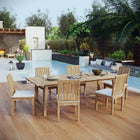 Modway Marina 7 Piece Outdoor Patio Teak Dining Set - EEI-3307-NAT-WHI-SET
