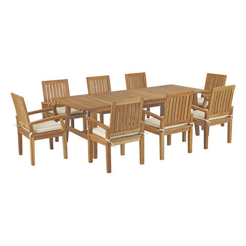 Modway Marina 9 Piece Outdoor Patio Teak Dining Set EEI-3312