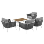 Modway Stance 5 Piece Outdoor Patio Aluminum Sectional Sofa Set