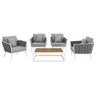 Modway Stance 5 Piece Outdoor Patio Aluminum Sectional Sofa Set