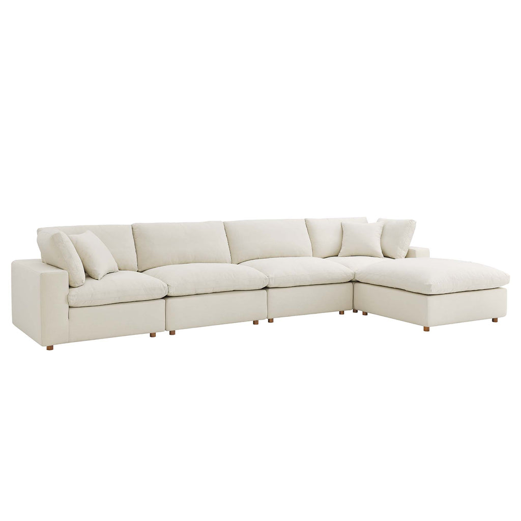 Modway Commix 5 Piece Down Filled Overstuffed Sectional Sofa Set