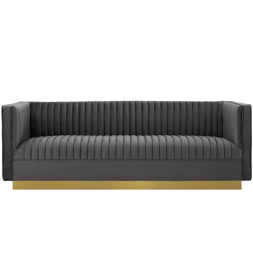 Modway Sanguine Vertical Channel Tufted Performance Velvet Sofa  