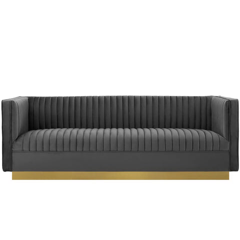 Modway Sanguine Vertical Channel Tufted Performance Velvet Sofa  