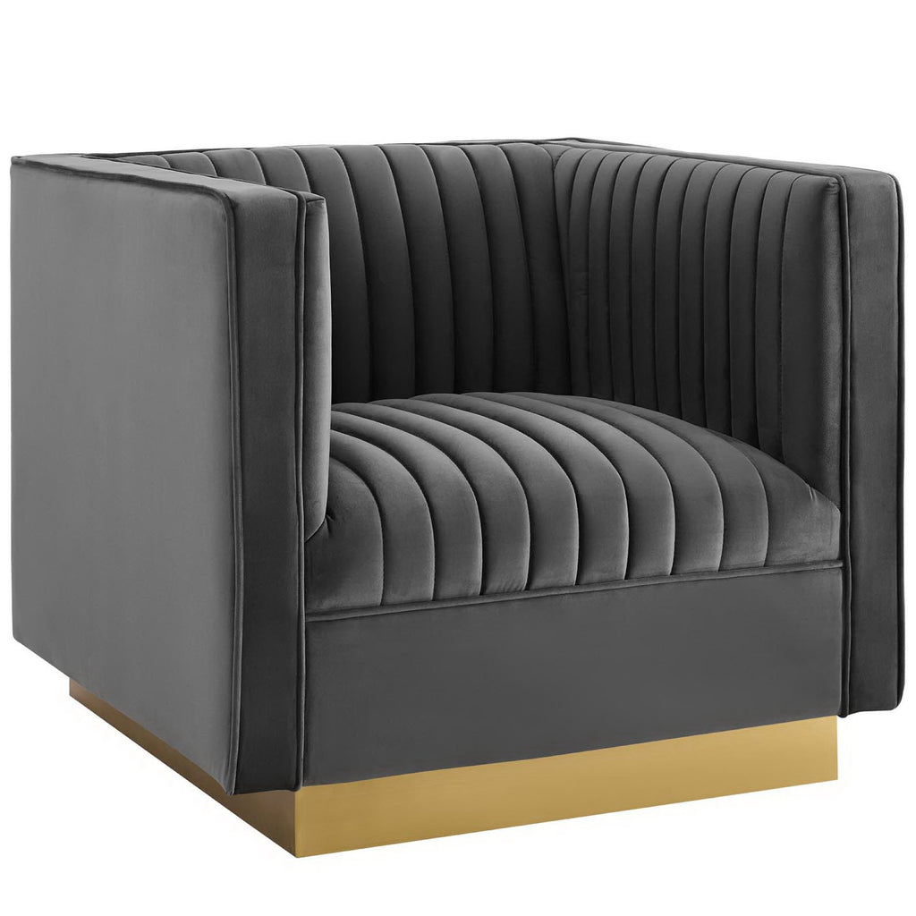 Modway Sanguine Vertical Channel Tufted Accent Performance Velvet Armchair  