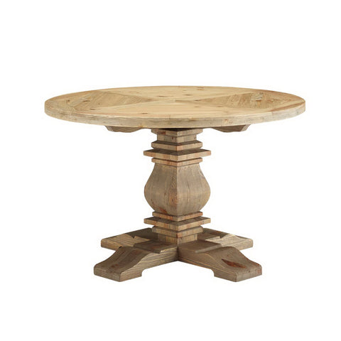 Modway Column 47" Round Pine Wood Dining Table  