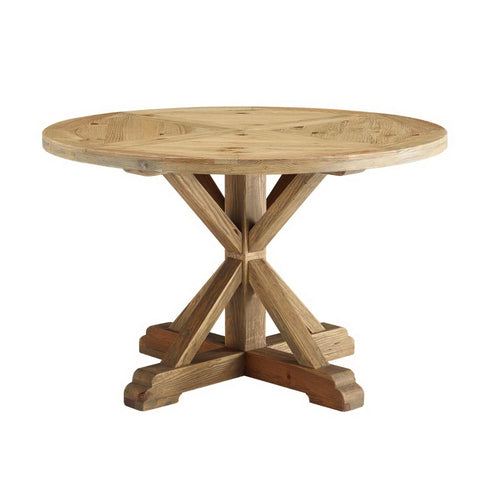 Modway Stitch 47" Round Pine Wood Dining Table  