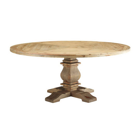 Modway Column 71" Round Pine Wood Dining Table  