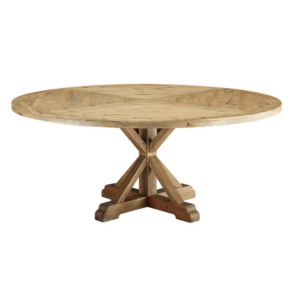 Modway Stitch 71" Round Pine Wood Dining Table  