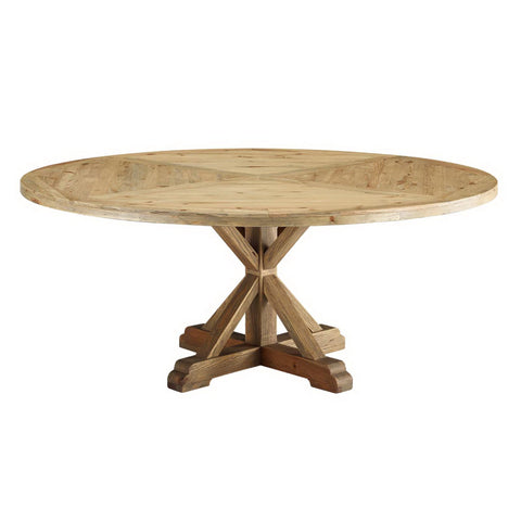Modway Stitch 71" Round Pine Wood Dining Table  