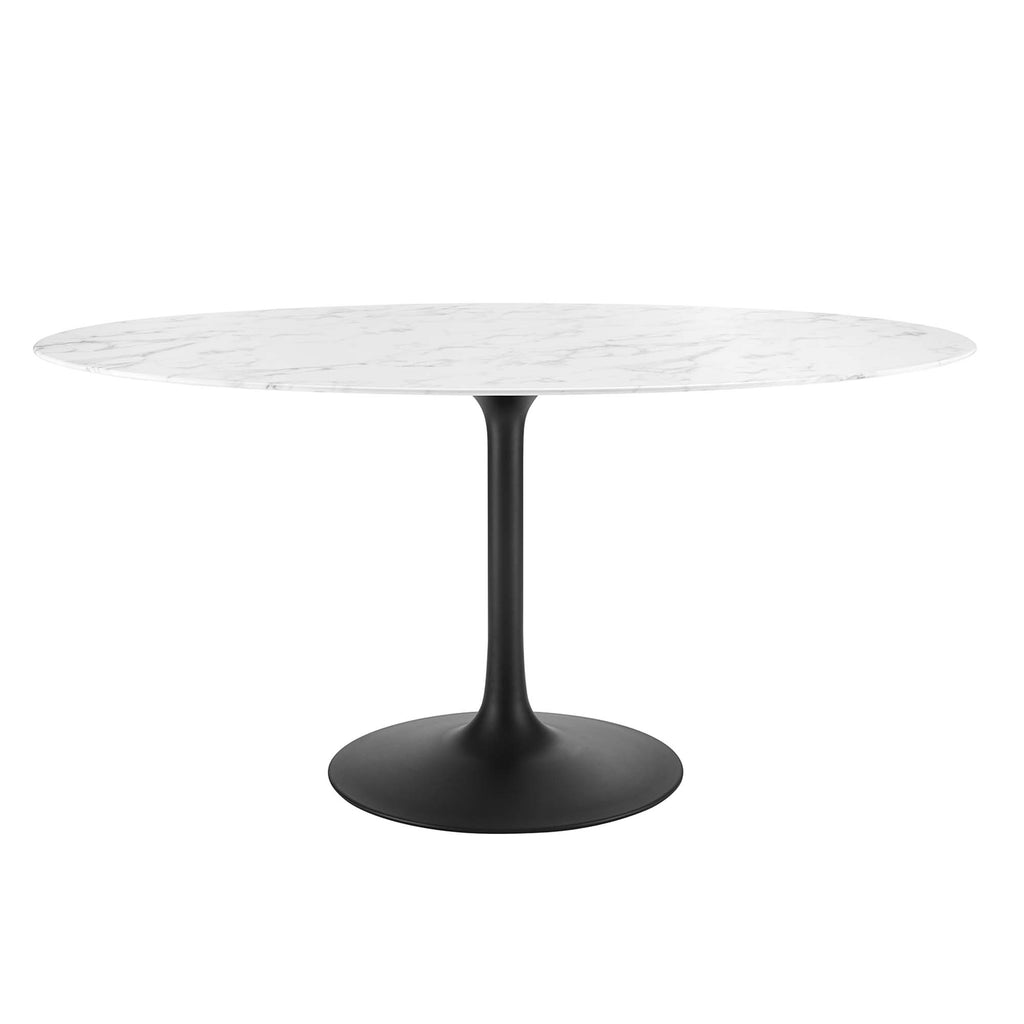 Modway Lippa 60" Oval Faux Marble Dining Table  