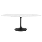 Modway Lippa 78" Oval Faux Marble Dining Table  