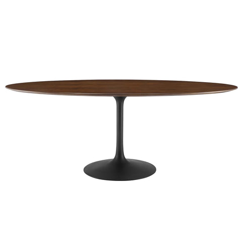 Modway Lippa 78" Oval Walnut Wood Dining Table  
