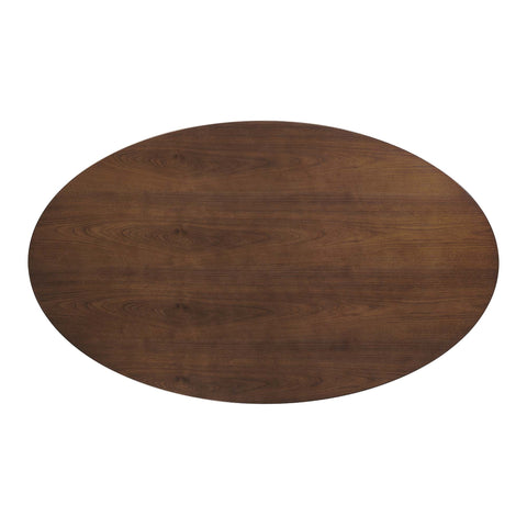 Modway Lippa 78" Oval Walnut Wood Dining Table  