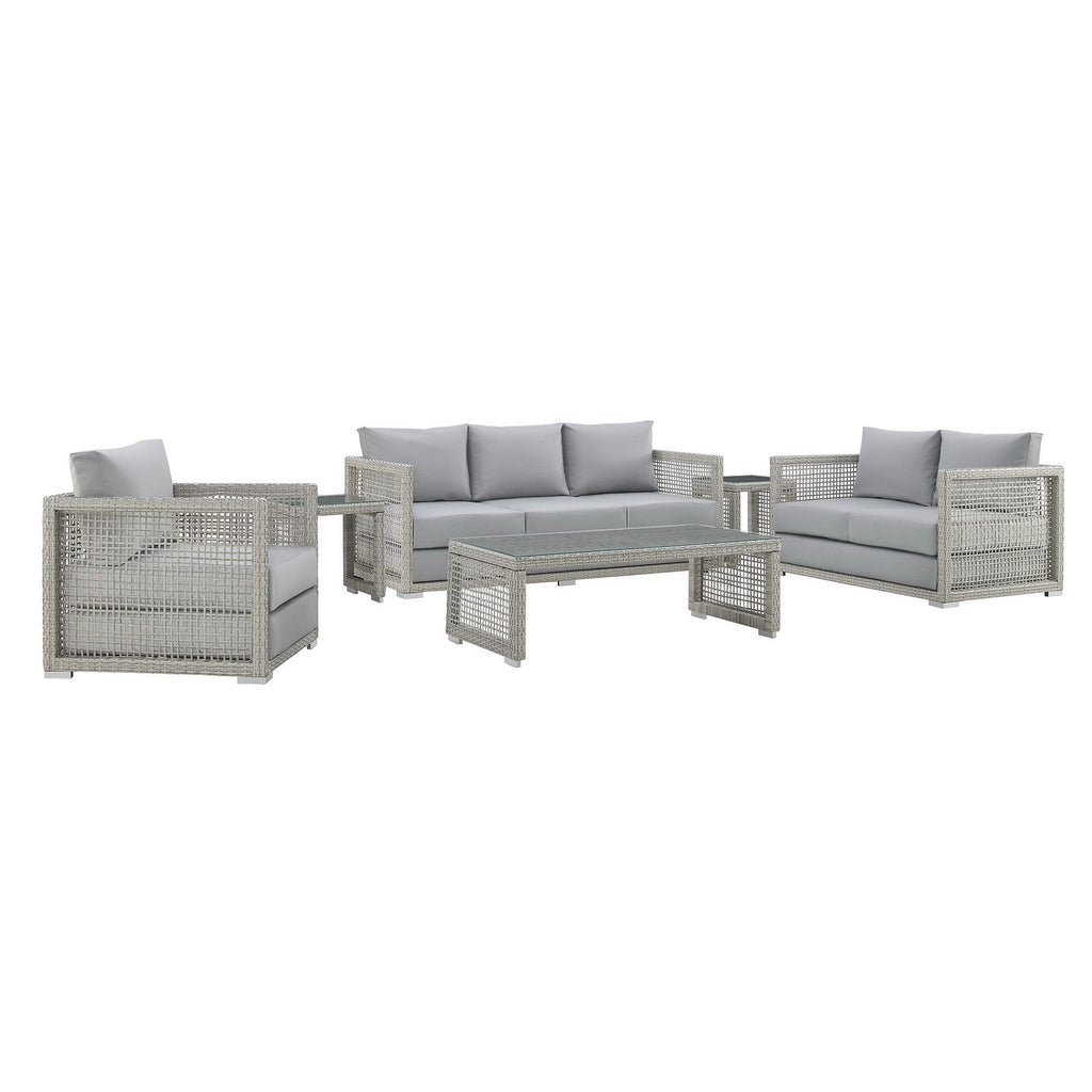 Modway Aura 6 Piece Outdoor Patio Wicker Rattan Set  