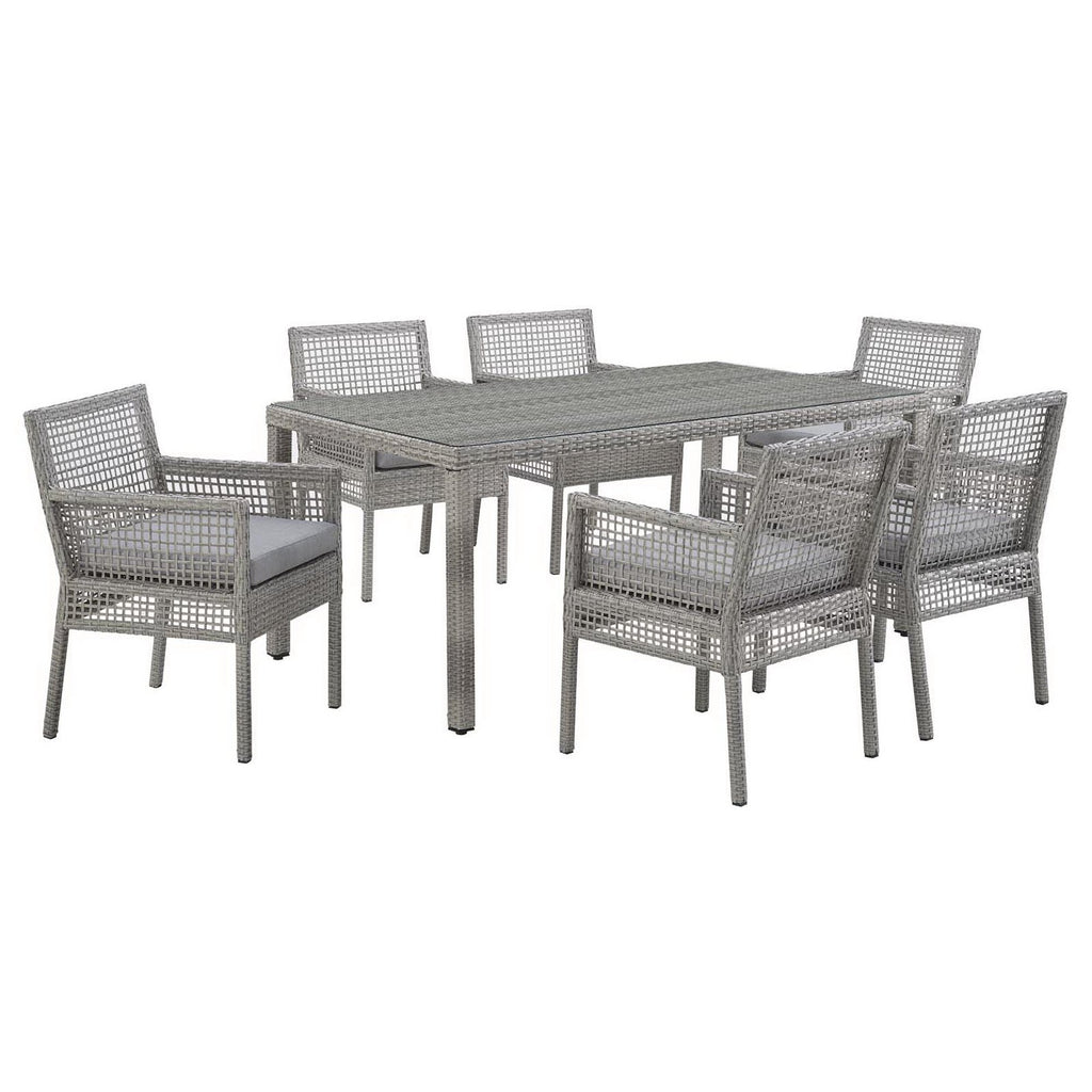 Modway Aura 7 Piece Outdoor Patio Wicker Rattan Set  