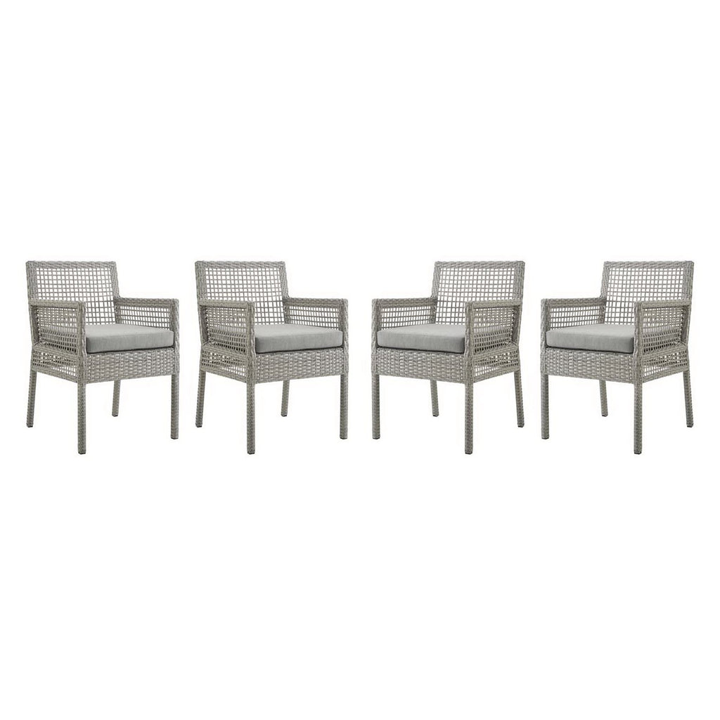 Modway Aura Outdoor Patio Wicker Rattan Dining Armchair Set of 4  
