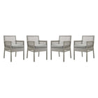 Modway Aura Outdoor Patio Wicker Rattan Dining Armchair Set of 4  