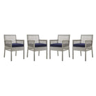 Modway Aura Outdoor Patio Wicker Rattan Dining Armchair Set of 4  
