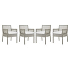 Modway Aura Outdoor Patio Wicker Rattan Dining Armchair Set of 4  