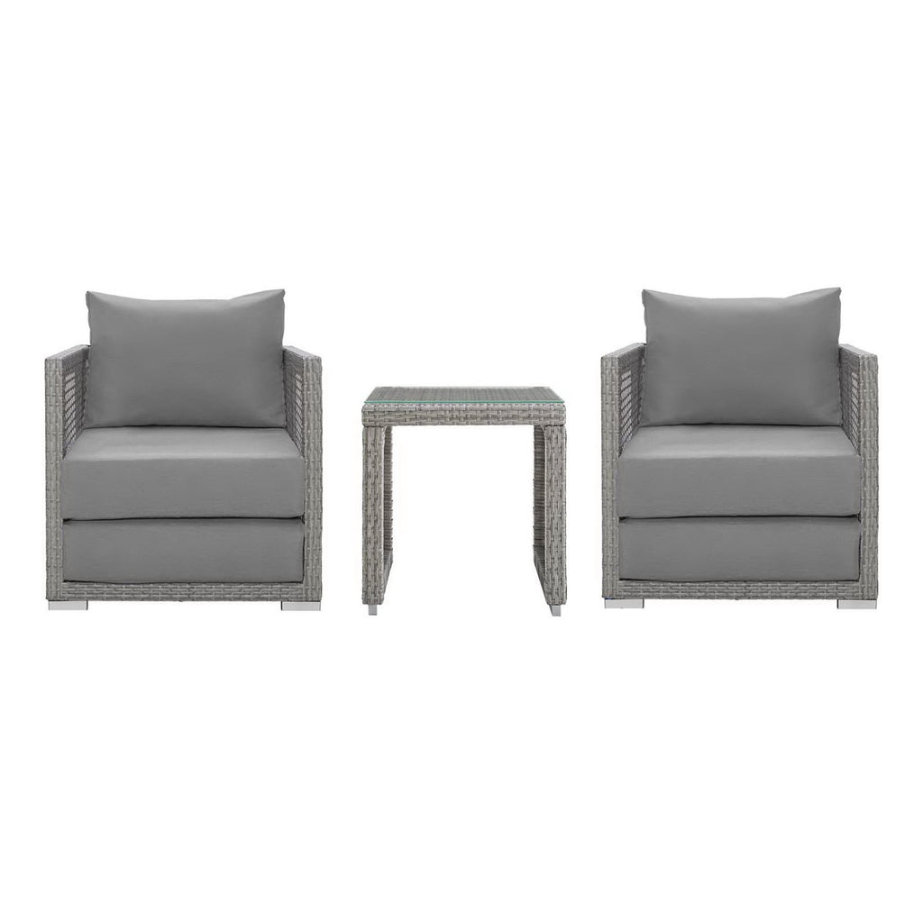Modway Aura 3 Piece Outdoor Patio Wicker Rattan Set  