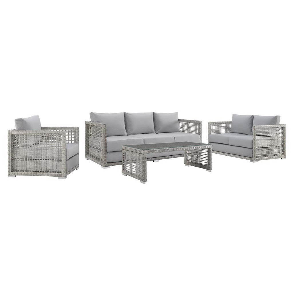 Modway Aura 4 Piece Outdoor Patio Wicker Rattan Set  