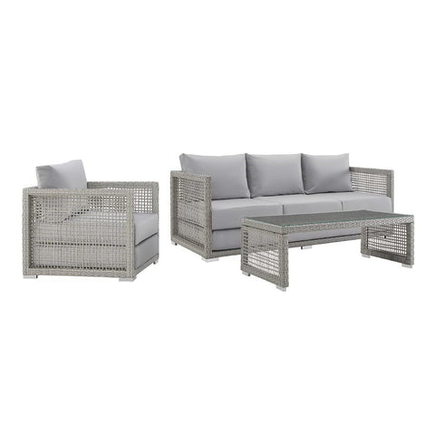Modway Aura 3 Piece Outdoor Patio Wicker Rattan Set EEI-3599