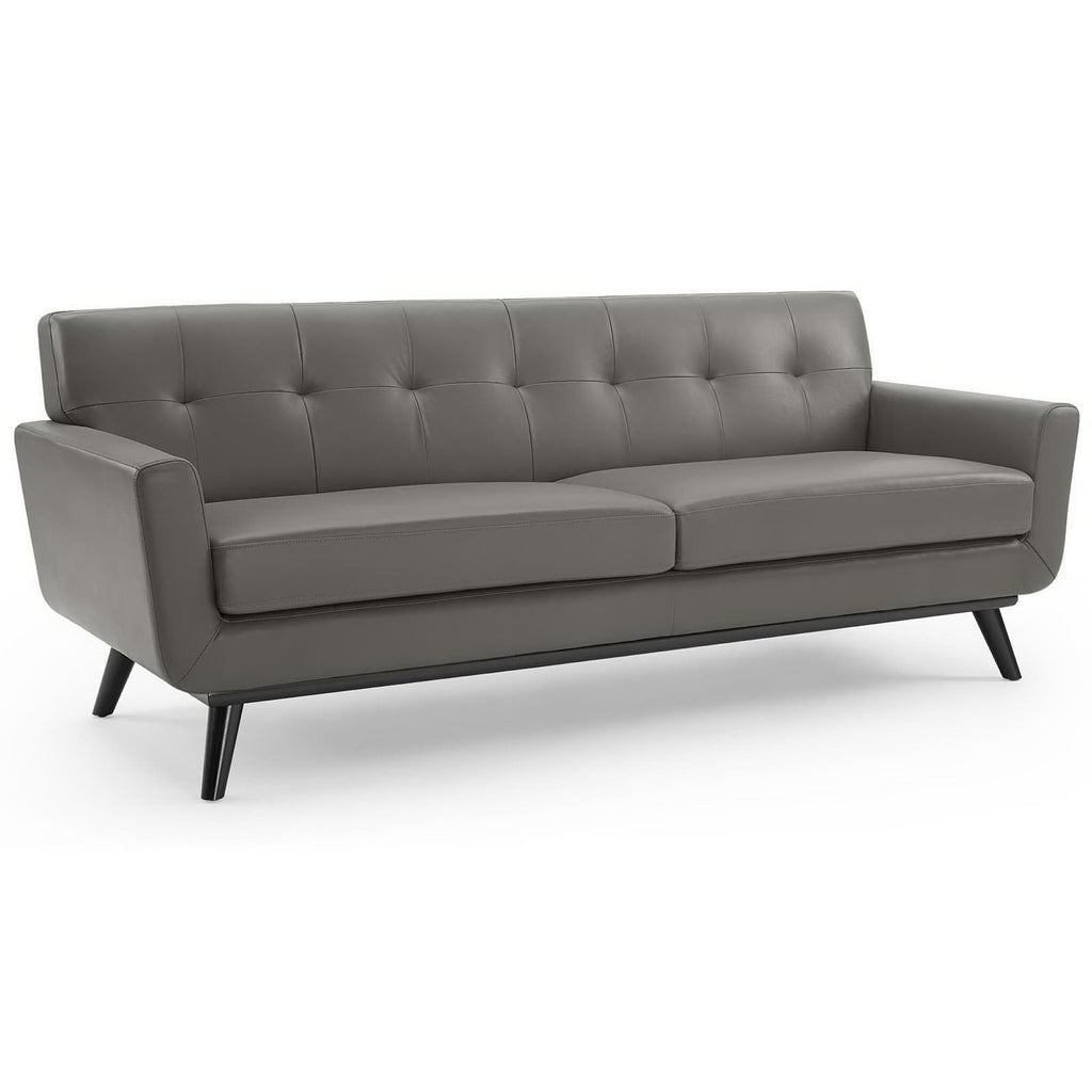 Modway Engage Top-Grain Leather Living Room Lounge Sofa  
