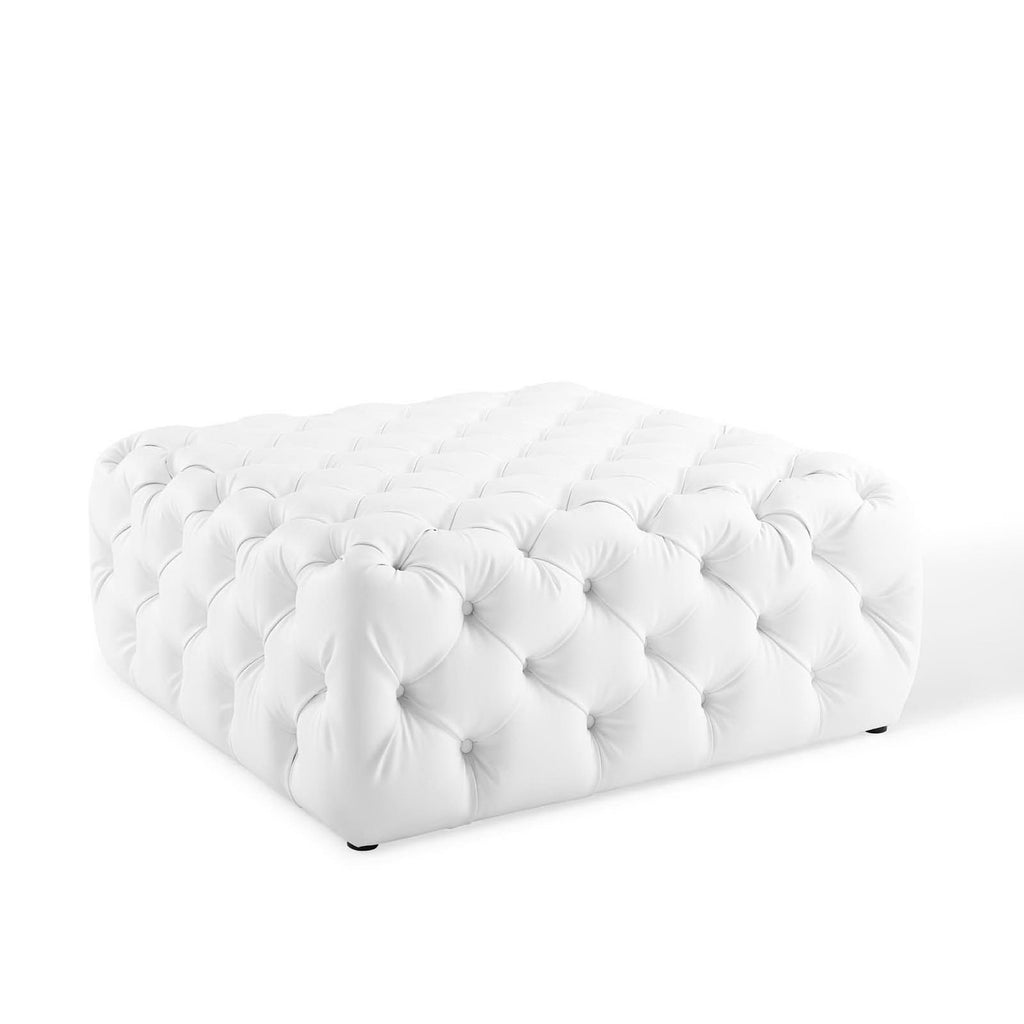 Modway Amour Tufted Button Large Square Faux Leather Ottoman  