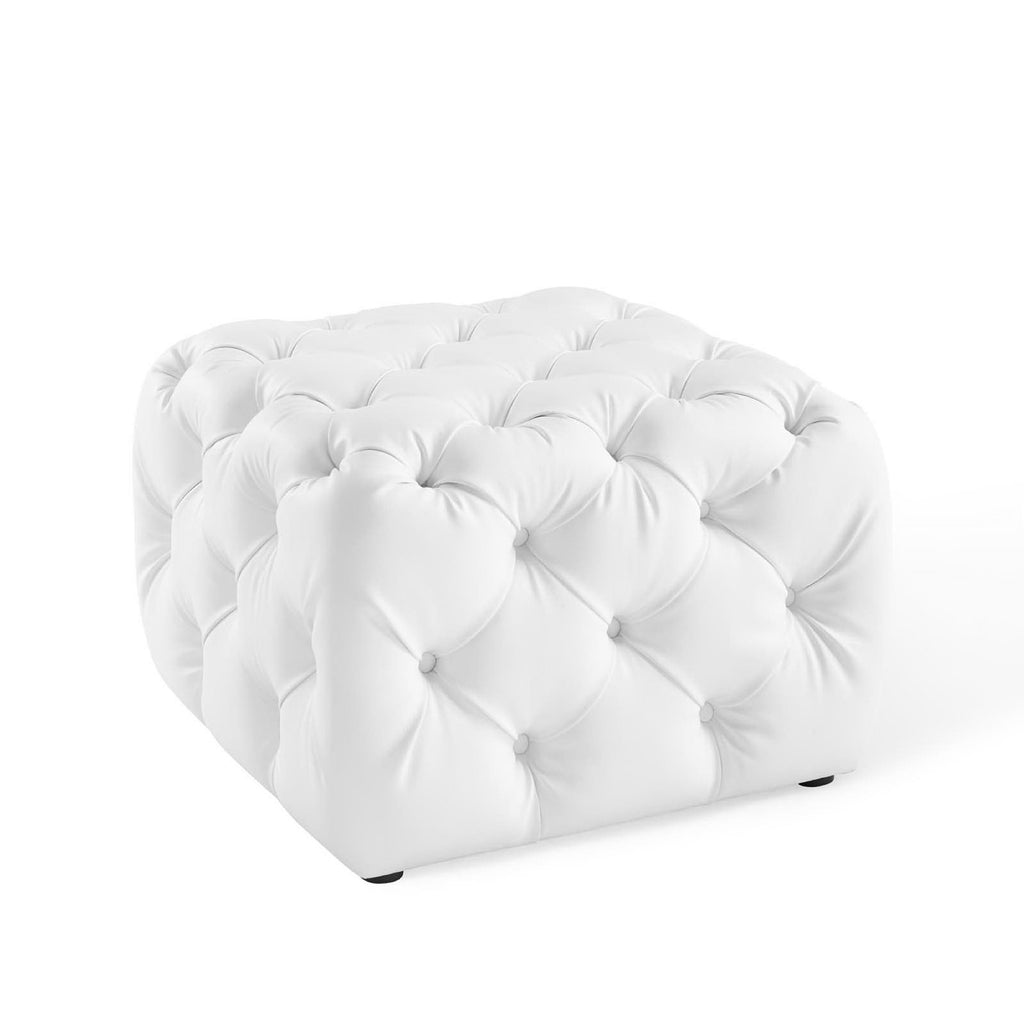 Modway Amour Tufted Button Square Faux Leather Ottoman  