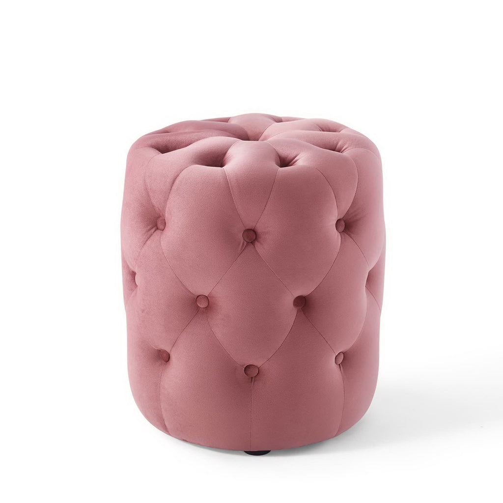 Modway Amour Tufted Button Round Performance Velvet Ottoman  