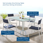 Modway Raleigh 5 Piece Outdoor Patio Aluminum Dining Set