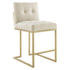 Modway Privy Gold Stainless Steel Upholstered Fabric Counter Stool  