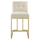 Modway Privy Gold Stainless Steel Upholstered Fabric Counter Stool