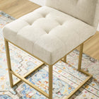Modway Privy Gold Stainless Steel Upholstered Fabric Counter Stool
