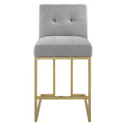 Modway Privy Gold Stainless Steel Upholstered Fabric Counter Stool