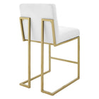 Modway Privy Gold Stainless Steel Upholstered Fabric Counter Stool