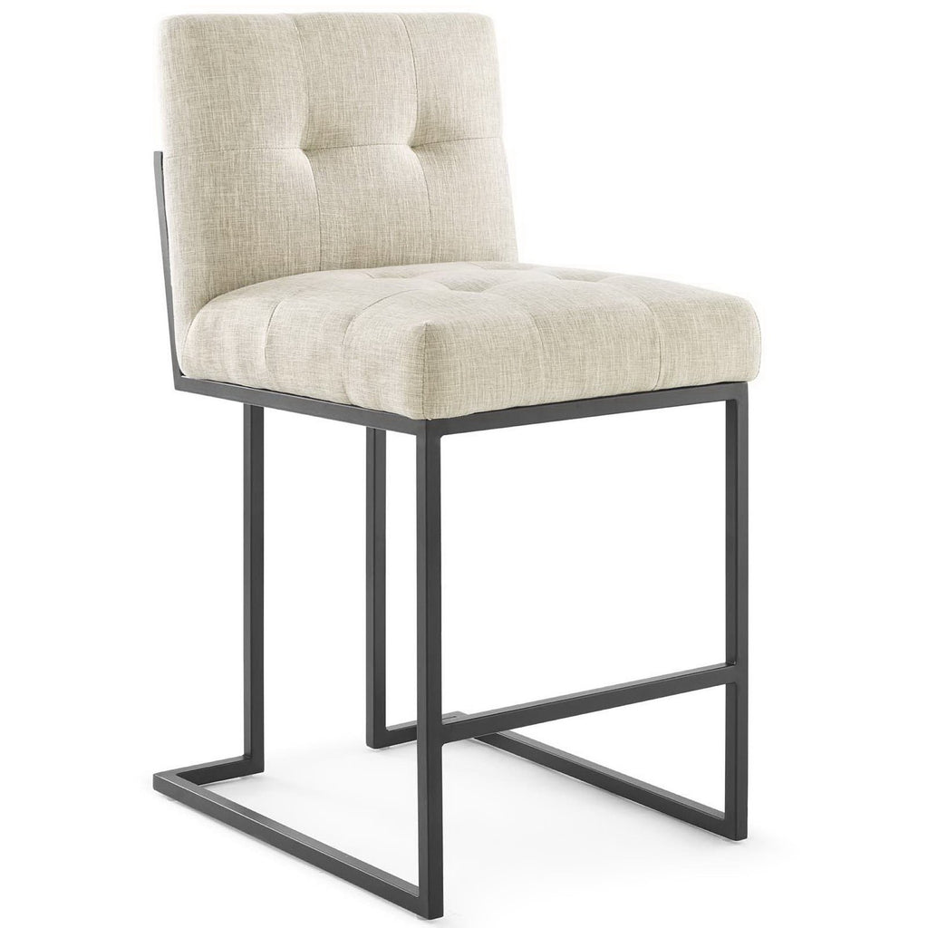 Modway Privy Black Stainless Steel Upholstered Fabric Counter Stool  