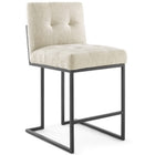 Modway Privy Black Stainless Steel Upholstered Fabric Counter Stool  